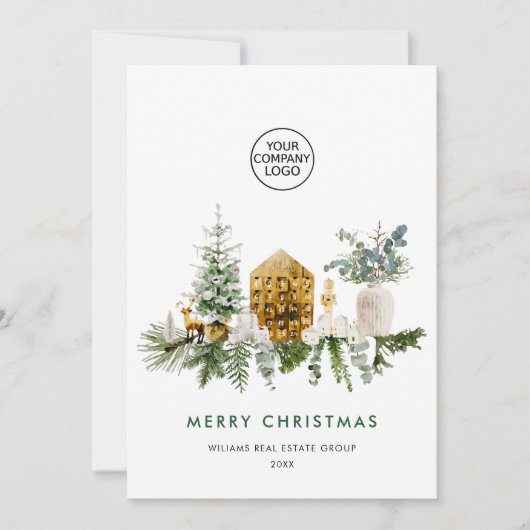 Elegant Merry Christmas Compositie Corporate Feestdagenkaart (Voorkant)