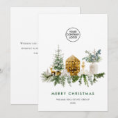 Elegant Merry Christmas Compositie Corporate Feestdagenkaart (Voorkant / Achterkant)