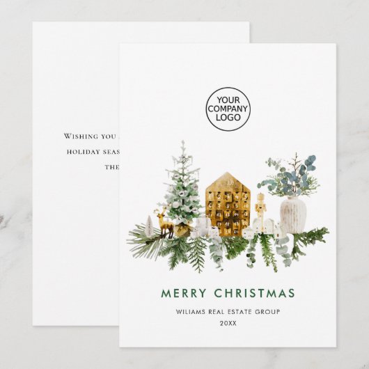 Elegant Merry Christmas Compositie Corporate Feestdagenkaart (Voorkant / Achterkant)
