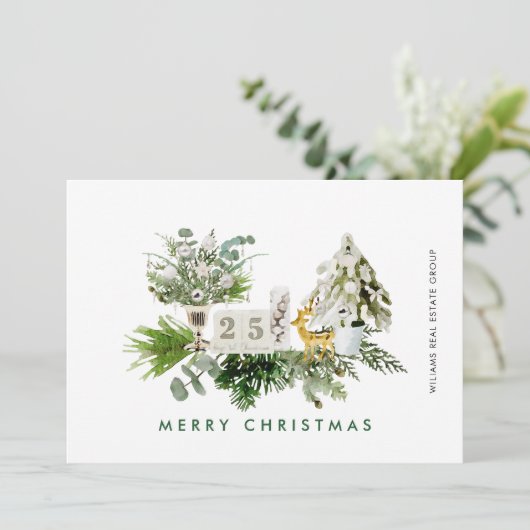 Elegant Merry Christmas Compositie Corporate Feestdagenkaart (Staand voorkant)