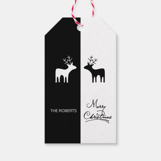 Elegant Merry Christmas cursief script zwart wit Cadeaulabel (Voorkant)