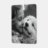 Elegant Merry Christmas Custom Family Afbeelding Metalen Ornament (Voorkant links)