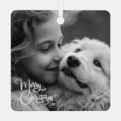 Elegant Merry Christmas Custom Family Afbeelding Metalen Ornament (Achterkant)