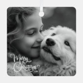 Elegant Merry Christmas Custom Family Afbeelding Metalen Ornament (Voorkant)