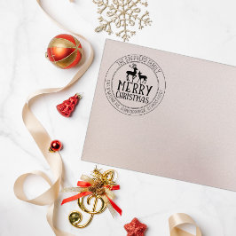 Elegant Merry Christmas Deer Retouradres Rubberstempel