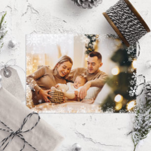 Elegant Merry Christmas Familie Fotokaart Lijst Feestdagenkaart