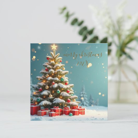 Elegant Merry Christmas Flat Card | Minimal Gold Kaart (Staand voorkant)