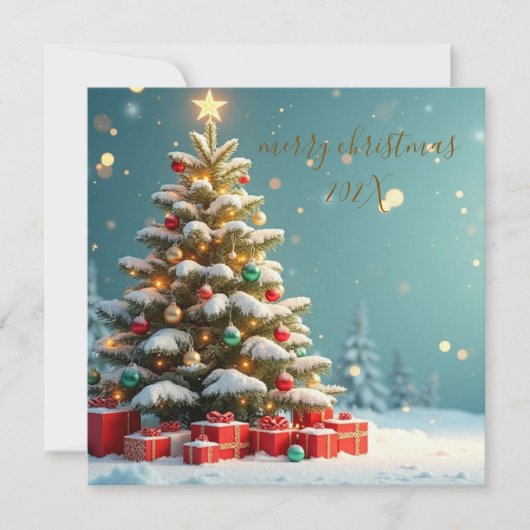Elegant Merry Christmas Flat Card | Minimal Gold Kaart (Voorkant)