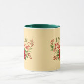 Elegant Merry Christmas Floral Coffee Mug| Holiday Mok (Midden)