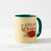Elegant Merry Christmas Floral Coffee Mug| Holiday Mok (Voorkant rechts)