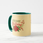 Elegant Merry Christmas Floral Coffee Mug| Holiday Mok (Voorkant links)