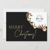Elegant Merry Christmas Foliage Wreath Corporate Feestdagenkaart (Voorkant)