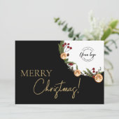 Elegant Merry Christmas Foliage Wreath Corporate Feestdagenkaart (Staand voorkant)