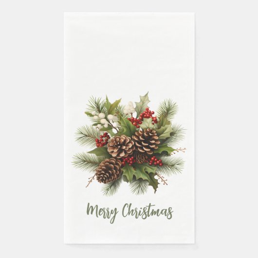 Elegant Merry Christmas Garland Paper Guest Towels Servet (Voorkant)