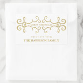 Elegant Merry Christmas Gift Label / Wit Goud (Tas)
