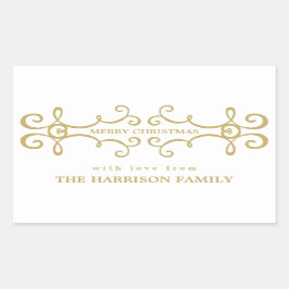 Elegant Merry Christmas Gift Label / Wit Goud