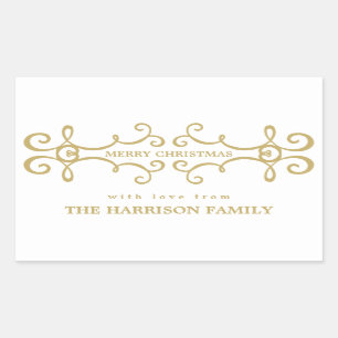 Elegant Merry Christmas Gift Label / Wit Goud