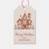 Elegant Merry Christmas Gingerbread House Cadeaulabel (Voorkant)