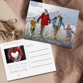 Elegant Merry Christmas Gold Folie & Foto Folie Feestdagen Briefkaart