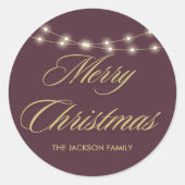 Elegant Merry Christmas Gold Handgeschreven Script Ronde Sticker (Voorkant)