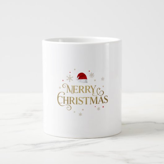 Elegant Merry Christmas Gold & Red Design Grote Koffiekop (Voorkant)