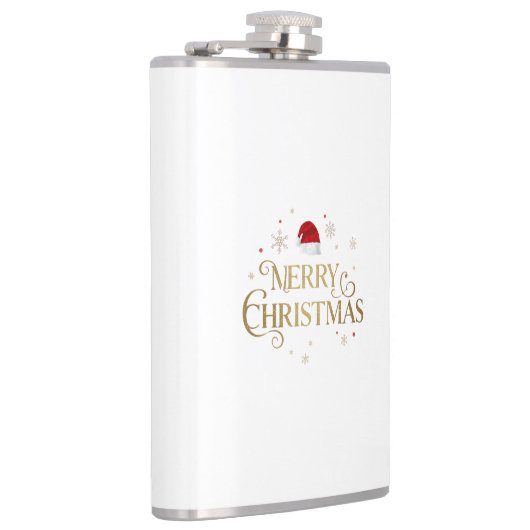 Elegant Merry Christmas Gold & Red Design Heupfles (Rechts)