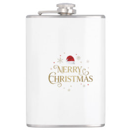 Elegant Merry Christmas Gold & Red Design Heupfles