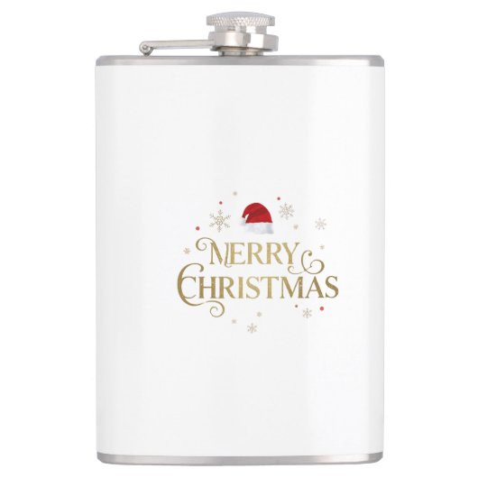 Elegant Merry Christmas Gold & Red Design Heupfles (Voorkant)