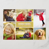 Elegant Merry Christmas Gold Script Photo Collage Folie Feestdagenkaart (Achterkant)