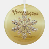 Elegant Merry Christmas Gold sneeuwvlok kerstfeest Glas Ornament (Voorkant)