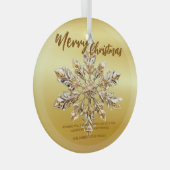 Elegant Merry Christmas Gold sneeuwvlok kerstfeest Glas Ornament (Voorkant Rechts)