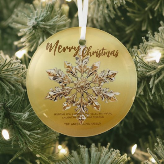 Elegant Merry Christmas Gold sneeuwvlok kerstfeest Glas Ornament (Insitu)