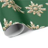 Elegant Merry Christmas Gold Snowflake kerstfeest Cadeaupapier (Rol Hoek)