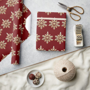 Elegant Merry Christmas Gold Snowflake kerstfeest Cadeaupapier