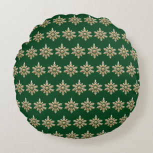 Elegant Merry Christmas Gold Snowflake kerstfeest Rond Kussen