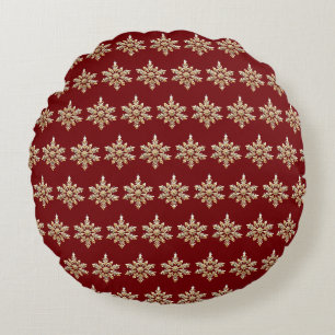 Elegant Merry Christmas Gold Snowflake kerstfeest Rond Kussen