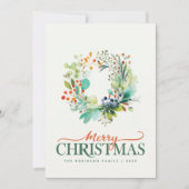 Elegant Merry Christmas Greenery Botanical Feestdagenkaart (Voorkant)