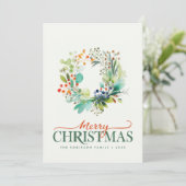 Elegant Merry Christmas Greenery Botanical Feestdagenkaart (Staand voorkant)