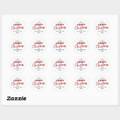Elegant Merry Christmas & Happy New Year  Ronde Sticker (Vel)