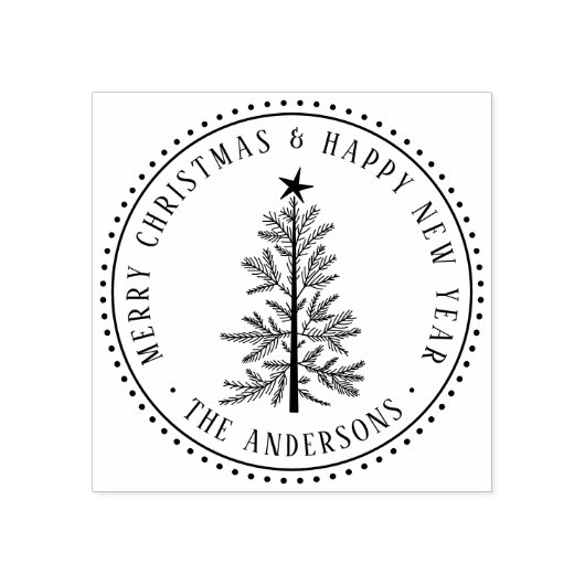 Elegant Merry Christmas & Happy New Year  Rubberstempel (Afrduk)