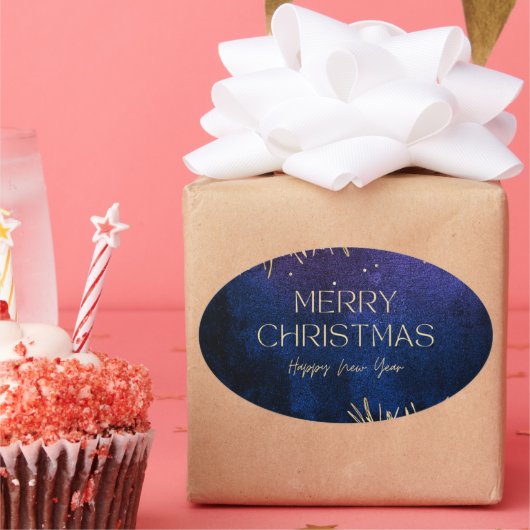 Elegant Merry Christmas & Happy New Year Sticker (Feest)