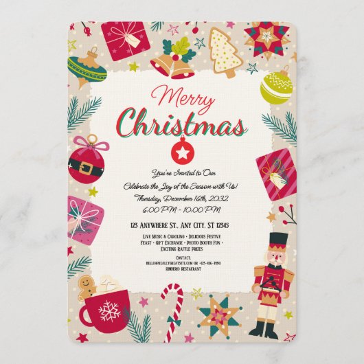 Elegant Merry Christmas Holiday Greeting Card Kaart (Voorkant)