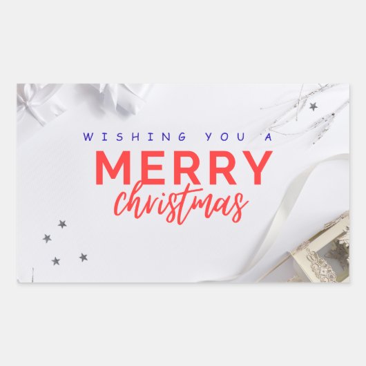 Elegant Merry Christmas Holiday Greeting Sticker (Voorkant)