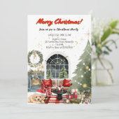 Elegant Merry Christmas Holiday Party Kaart (Staand voorkant)