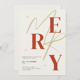 Elegant Merry Christmas Invitation Typography Kaart