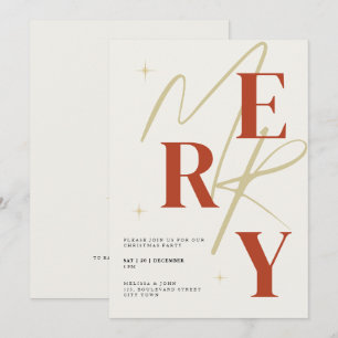Elegant Merry Christmas Invitation Typography Kaart