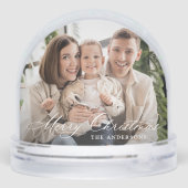 Elegant Merry Christmas Kalligrafie Script 2 Foto Sneeuwbol (Achterkant)