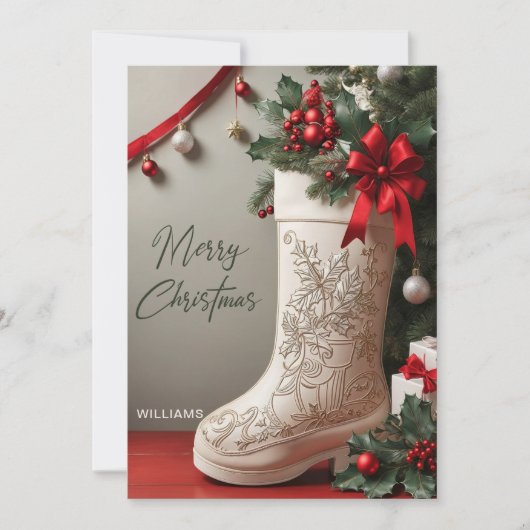 Elegant Merry Christmas Kous Vakantie Kaart (Voorkant)