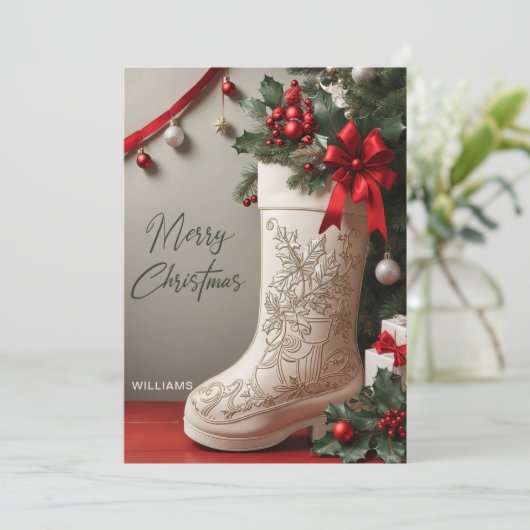 Elegant Merry Christmas Kous Vakantie Kaart (Staand voorkant)