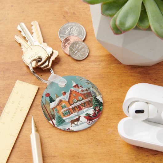 Elegant Merry Christmas Metal Circle Sleutelhanger (Bureau)